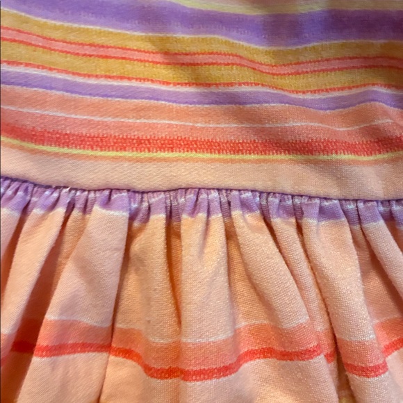 Bonnie Jean size 4 Pastel Striped Dress with Ruffled  shoulders and Keyhole Bow - Picture 4 of 7